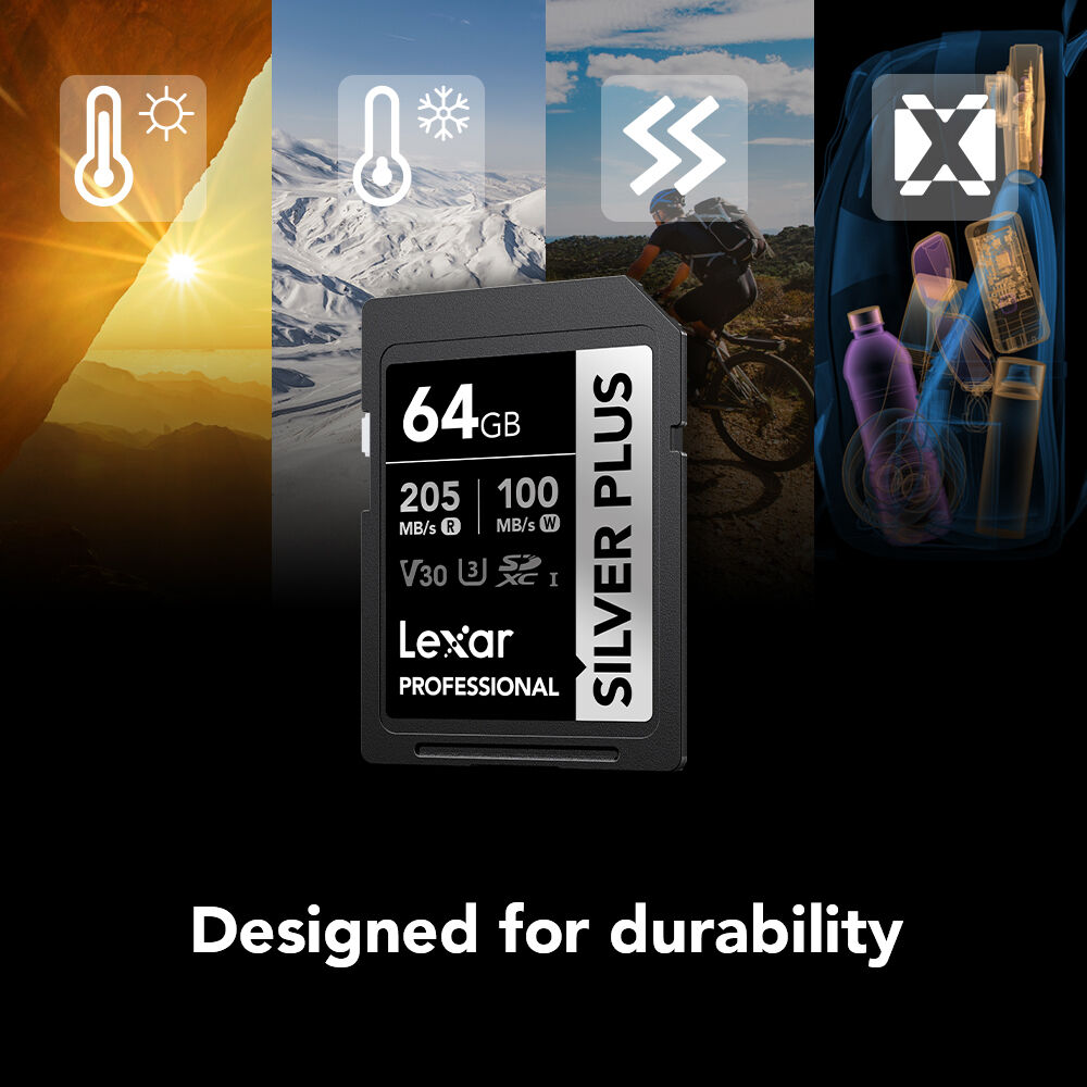 ميموري كارد SD Silver Plus 205MB 64GB V30 Lexar (4)