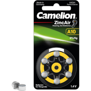 Camelion A10 Zinc Air Hearing Aid Batteries, 1.4V  (6 pack)