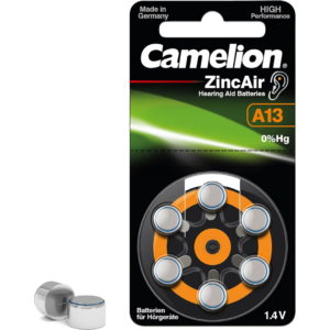 Camelion A13 Zinc Air Hearing Aid Batteries, 1.4V  (6 pack)