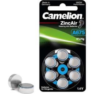 Camelion A675 Zinc Air Hearing Aid Batteries, 1.4V  (6 pack)